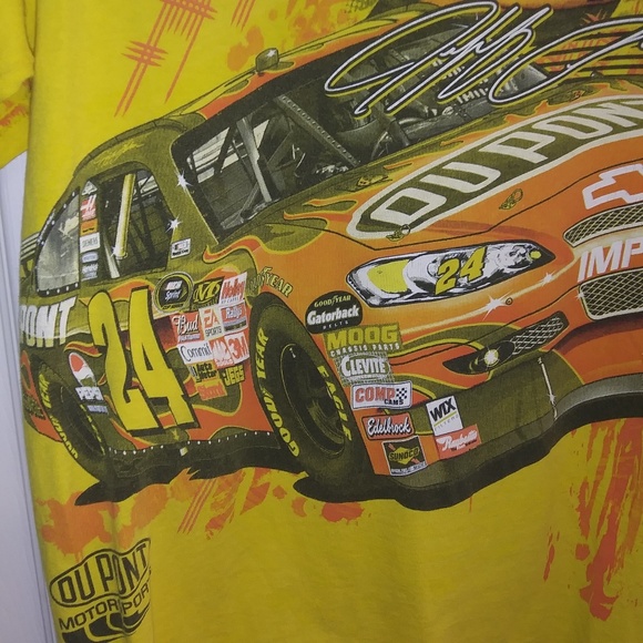 Jeff Gordan 24 Hendrick Motorsports Race Car Yellow T-Shirt, Double Sided - Picture 5 of 16